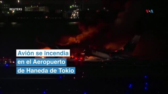 Avión de Japan Airlines se incendia en el Aeropuerto de Haneda de Tokio