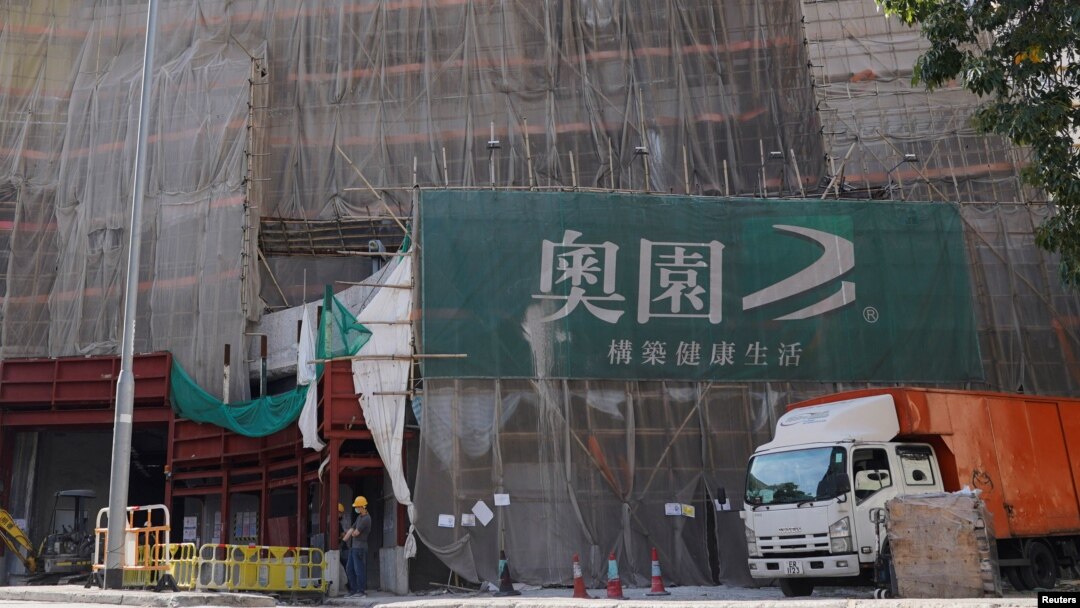 奧園在香港的一處辦公大樓建築工地。（2021年11月27日）