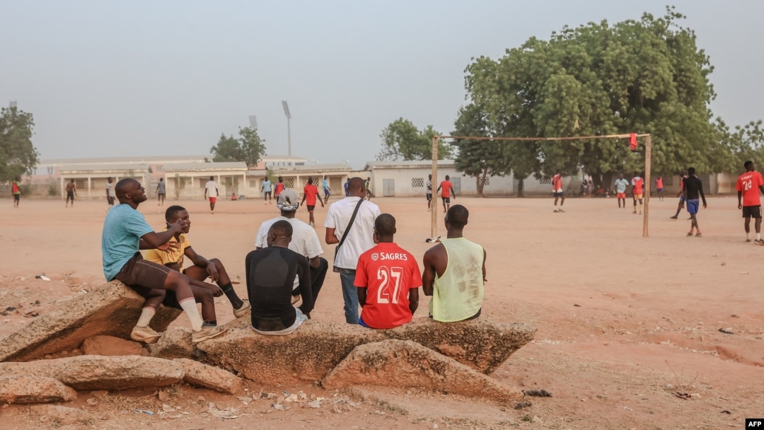Children play on the playground of the public primary school in Cameroon, Jan. 27, 2022. 