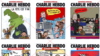 En la imagen se observa una compilación de seis portadas falsas de Charlie Hebdo. Foto: Captura de pantalla.
