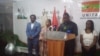 Olivio Nkilumbo, Albertina Ngolo, Liberty Chiyaka e Miahela Webba, deputados da UNITA em conferência de imprensa, Luanda, Angola 2 Agosto 2023