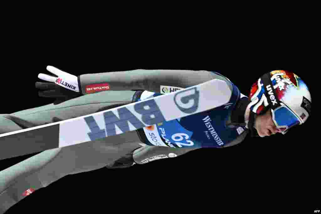 Norway's Halvor Egner Granerud competes in the Mens Ski Jumping Normal Hill HS100 qualification of the FIS Nordic World Ski Championships in Planica.