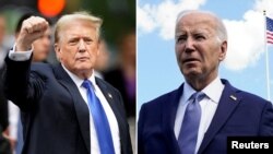 El expresidente Donald Trump a la izquierda y el presidente Joe Biden.