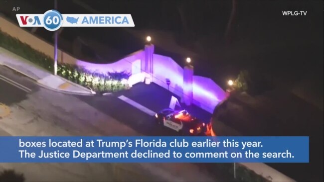 VOA60 America - Trump Says Mar-a-Lago Home in Florida Raided by FBI