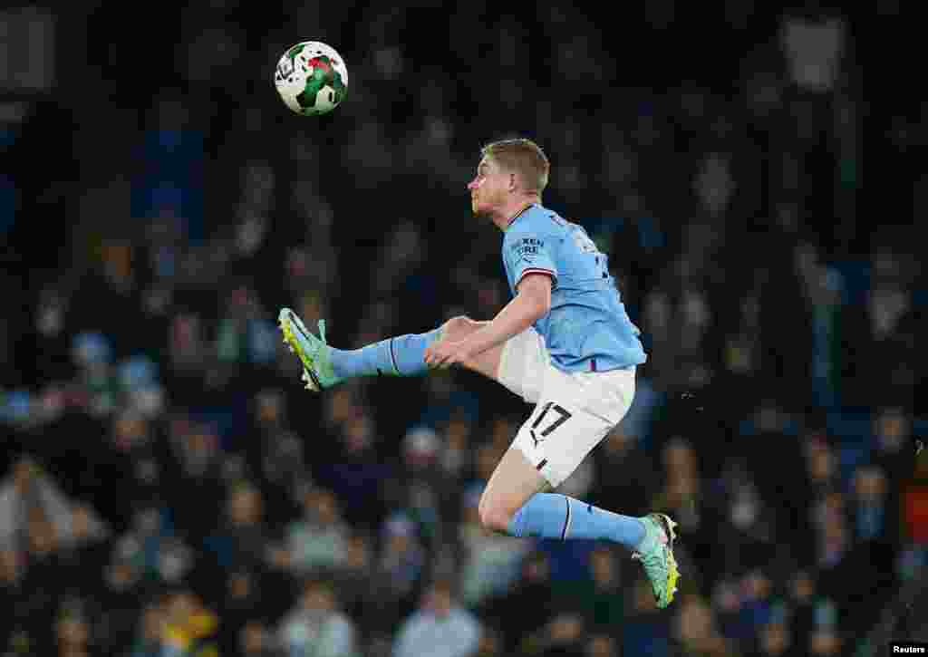 Manchester City's Kevin De Bruyne in action against Liverpool on Dec. 22, in the fourth round of the Carabao Cup in Manchester, England.