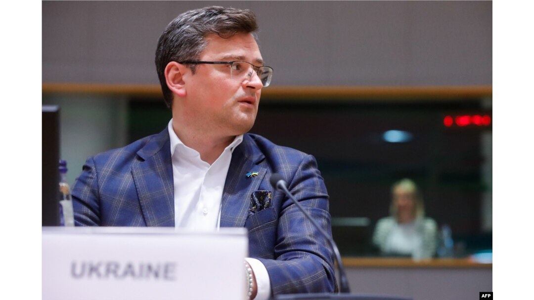FILE - Ukraine Foreign Minister Dmytro Kuleba sits at EU headquarters in Brussels on May 16, 2022. On Tuesday he urged other governments to send weapons to aid Ukraine’s fight against Russian forces.