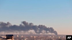 The aftermath of an alleged drone attack on an airfield in the Russian region of Kursk, on December 6, 2022. (Ostorozhno Novosti/via Reuters).