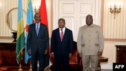 Presidentes do Ruanda, Paul Kagane, de Angola, João Lourenço, e da REC, Felix Tchisekedi ( Foto de Arquivo) 