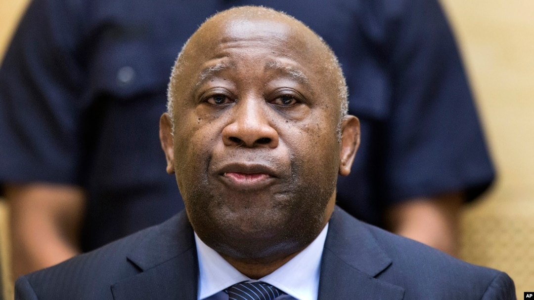 FILE - Laurent Gbagbo, ex-president of Ivory Coast, stands trial for his alleged role in the civil war at the International Criminal Court in The Hague, Netherlands, Feb. 19, 2013.