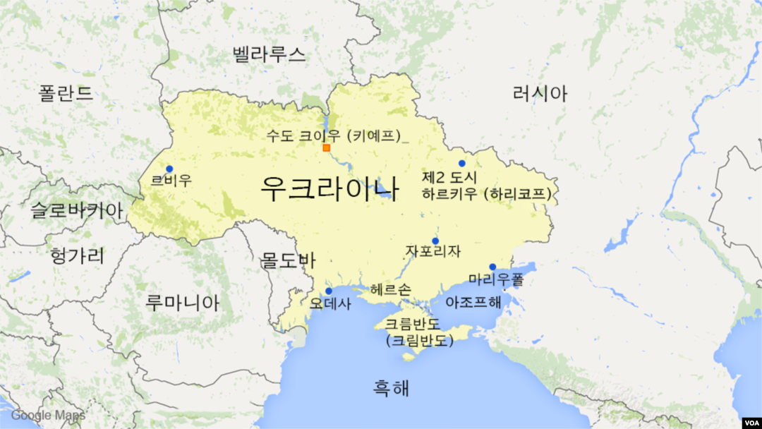 우크라이나와 주변국 지도