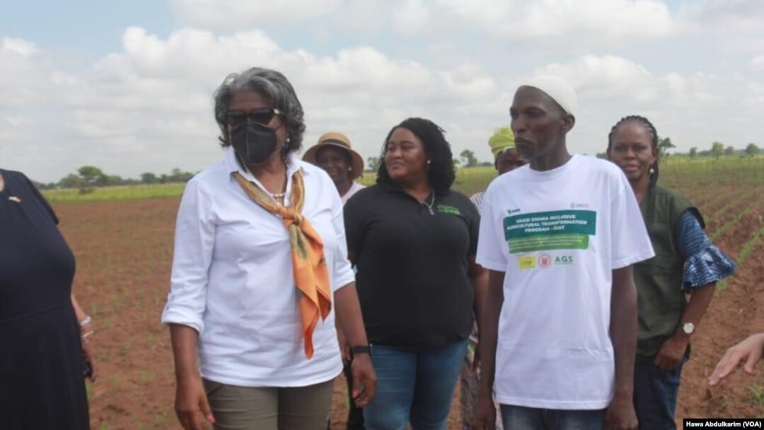 Wakiliyar Amurka Linda Thomas-Greenfield lokacin da ta kai ziyara kasar Ghana