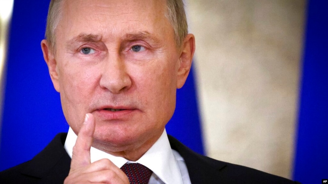 Russian President Vladimir Putin gestures as he speaks to reporters after the Shanghai Cooperation Organization summit in Samarkand, Uzbekistan, Sept. 16, 2022.