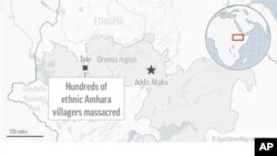 Hundreds of people were slaughtered in a village and its surroundings this month in the latest explosion of ethnic violence in Ethiopia.