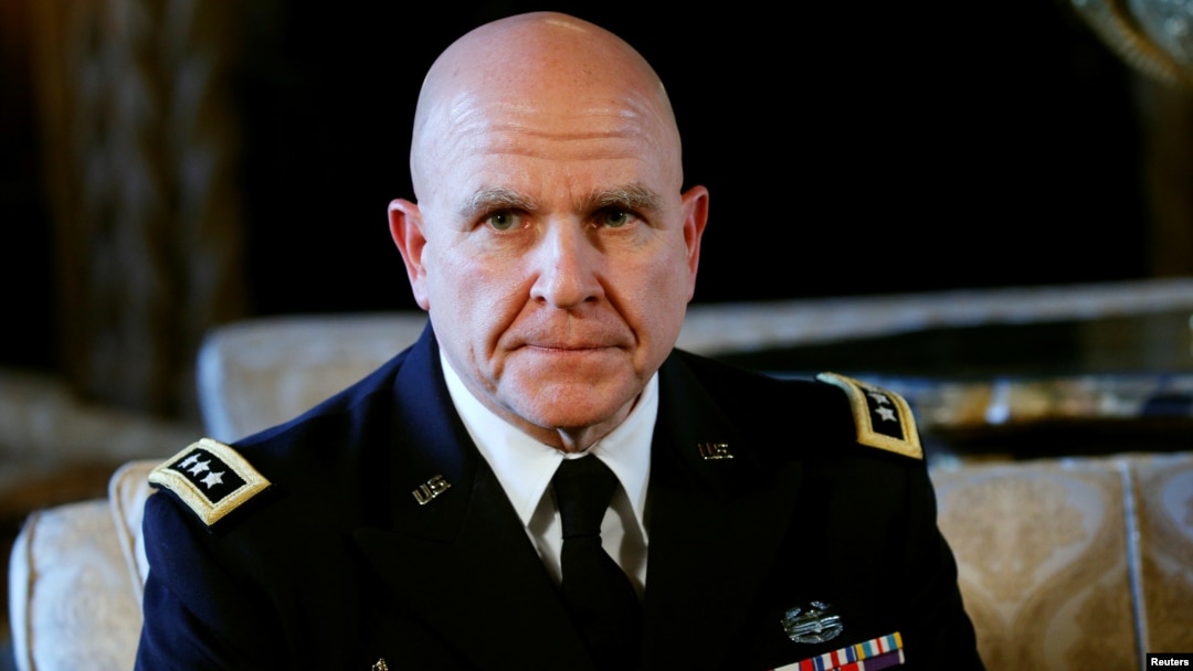 Newly named National Security Adviser Army Lt. Gen. H.R. McMaster listens as U.S. President Donald Trump makes the announcement at his Mar-a-Lago estate in Palm Beach, Florida, Feb. 20, 2017. 