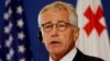 U.S. Defense Secretary Chuck Hagel speaks to press at a news conference in Tbilisi, Georgia, Sept. 7, 2014. 