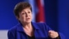 La jefa del FMI, Kristalina Georgieva, participa de un panel de discusión durante la Cumbre del Clima COP26, el 3 de noviembre de 2021 en Glasgow.