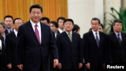 習近平與一批中共官員於人民大會堂(2014年12月9日資料照)