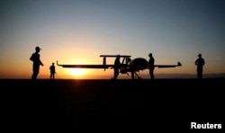 A view of drones during a military exercise at an undisclosed location in Iran obtained on August 24, 2022. ( Iranian Army/West Asia News Agency/via Reuters)