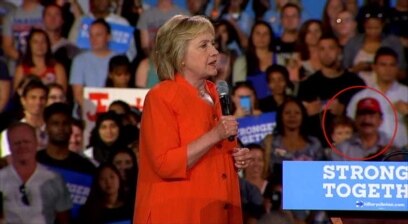 Una visita inesperada en mitin de Hillary Clinton