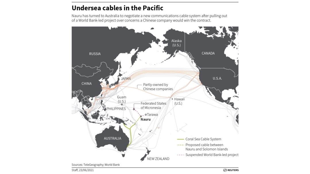 China’s Huawei Marine is bidding for the World Bank-backed East Micronesia cable project, raising concerns in the US./File Photo