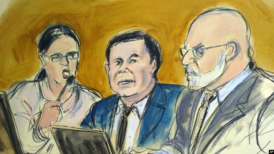 Imagen ilustrativa del juicio al narcotraficante mexicano Joaquín "El Chapo" Guzmán en un tribunal en Brooklyn, el jueves 7 de febrero de 2019.