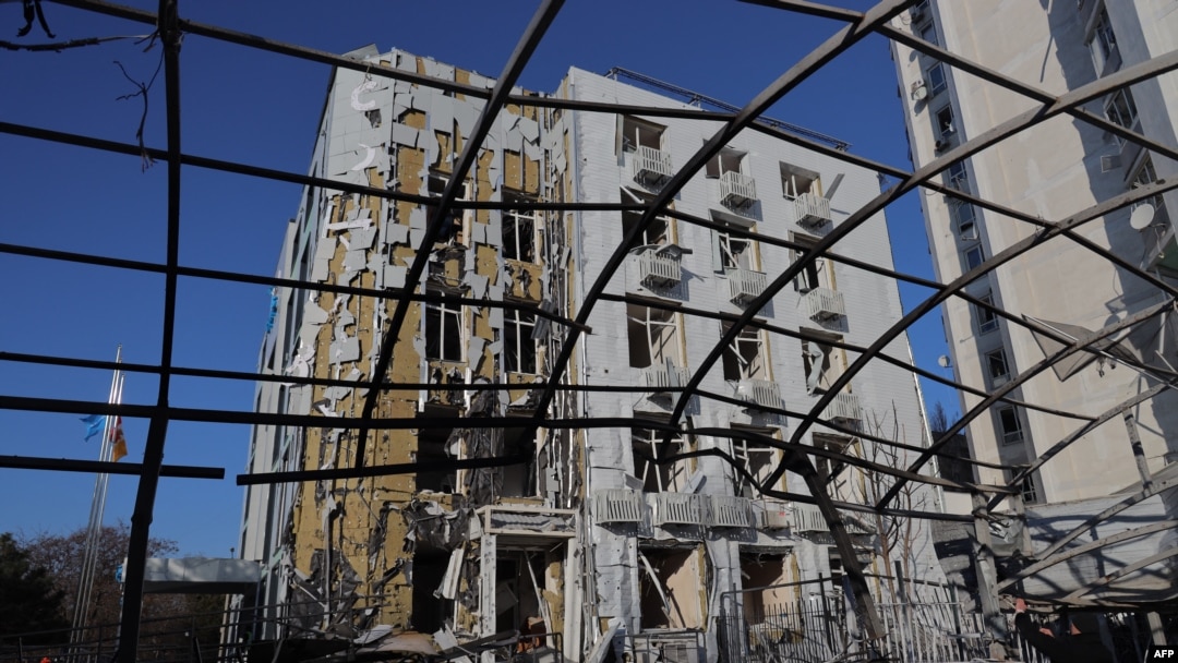 This photograph shows a damaged hospital following a Russian drone strike in Odesa on Feb. 19, 2025.