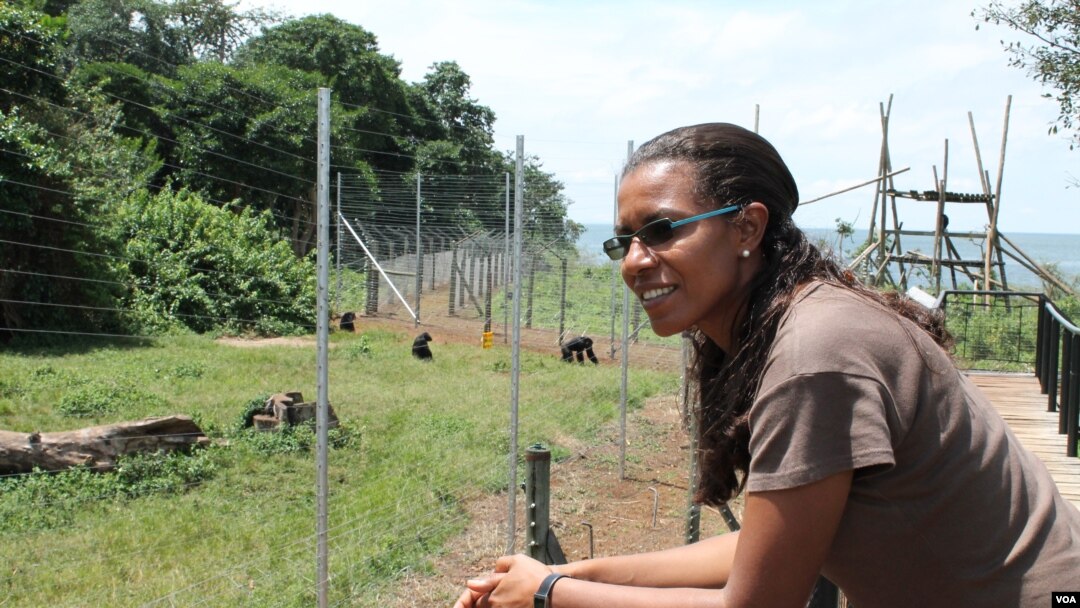Lily Ajarova, director of Ngamba Island Chimpanzee Sanctuary, is warning Ugandans of the dangers of eating primates, Nov. 8, 2012. (H. Heuler/VOA)