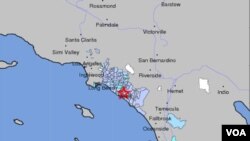 El Servicio Geológico de Esyados Unidos, ubicó el epicentro del temblor a unos 60 kilómetros de Los Ángeles, California.