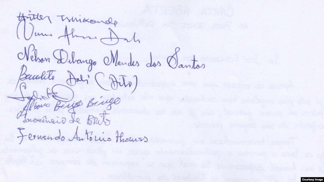 Carta Aberta dos activistas ao PR José Eduardo dos Santos, Luanda. Angola