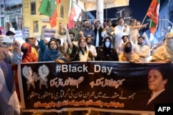 Supporters of Pakistan's former Prime Minister Imran Khan, shout anti-government slogans during a protest in Quetta on August 5, 2023.