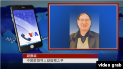美國之音衛視介紹對胡德華的專訪時所用的畫面（2016年4月11日）