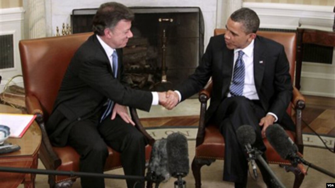 El presidente Santos y Obama se reunieron semanas antes de la aprobación del Congreso.