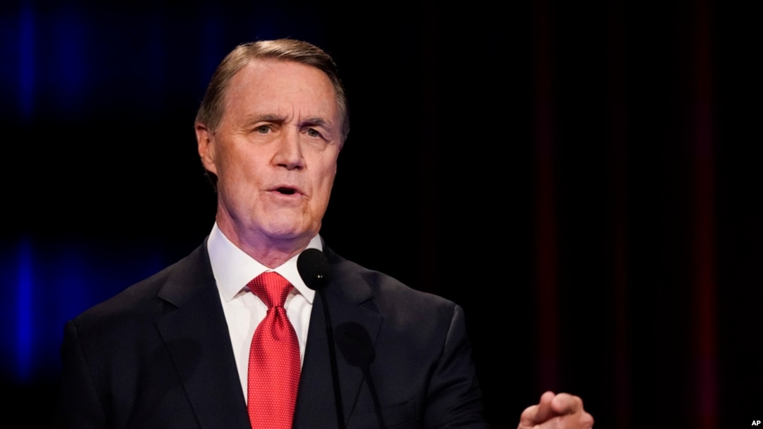FILE - Former U.S. Senator David Perdue speaks during a gubernatorial Republican primary debate on May 1, 2022, in Atlanta. Perdue is President-elect Donald Trump's choice to serve as ambassador to China.