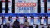 Los siete precandidatos republicanos que tomaron parte en el segundo debate de primarias, celebrado el 27 de septiembre de 2023, en Simi Valley, EEUU.