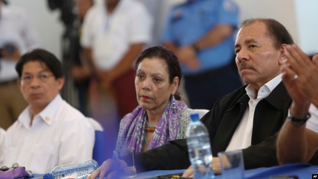 Rosario Murillo, vicepresidencia de Nicaragua y Daniel Ortega, presidente de Nicaragua. Fotografía AP. 