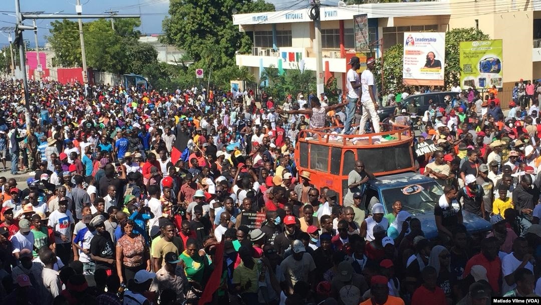 Thousands protest against corruption and demand the president’s ouster in Port-au-Prince, Haiti, Nov. 18, 2018.