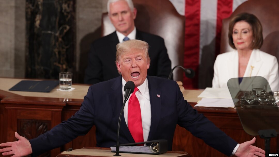 Rais wa Marekani Donald Trump akitoa hotuba yake ya tatu ya Hali ya Taifa.