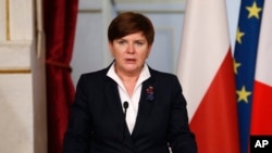 FILE - Polish Prime Minister Beata Szydlo, Feb. 3, 2016. 
