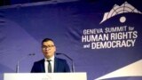 Nhà hoạt động Nguyễn Văn Tráng phát biểu tại Geneva Summit, 18/2/2025. Photo: Nguyen Van Trang.
