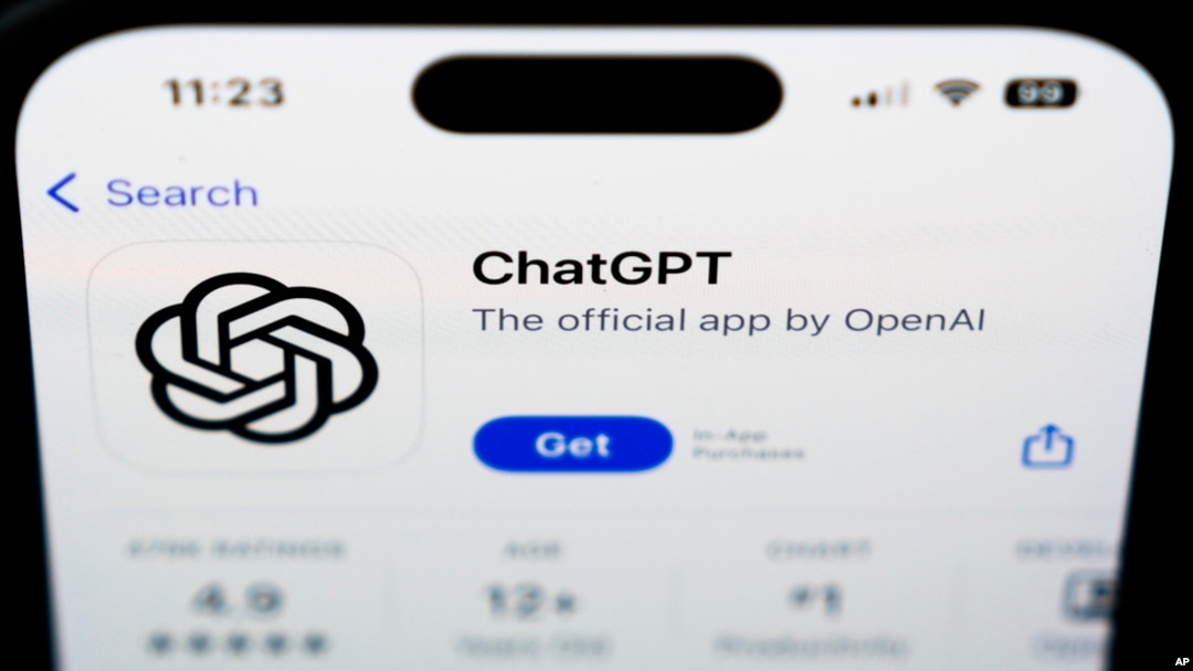 FILE - A ChapGPT logo is seen on a smartphone in West Chester, Pa., Dec. 6, 2023. 