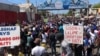 Thousands participate in peaceful protest organized by Protestant sector to denounce dictatorship and kidnappings, Feb. 28, 2021. (VOA/Matiado Vilme) 