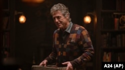 This image released by A24 shows Hugh Grant in a scene from "Heretic." 