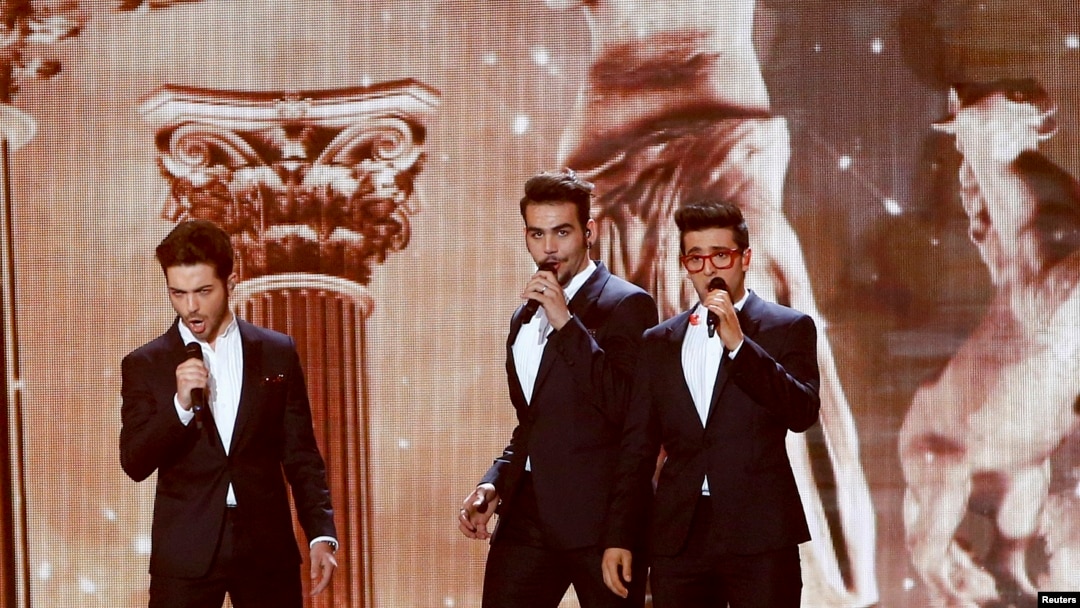 The band Il Volo representing Italy performs the song "Grande Amore" during the first dress rehearsal for the final of the upcoming 60th annual Eurovision Song Contest In Vienna, May 22, 2015. 