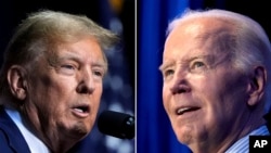 Esta imagen combinada muestra al candidato presidencial republicano, el expresidente Donald Trump, izquierda, 9 de marzo de 2024 y al presidente Joe Biden, derecha, 27 de enero de 2024.