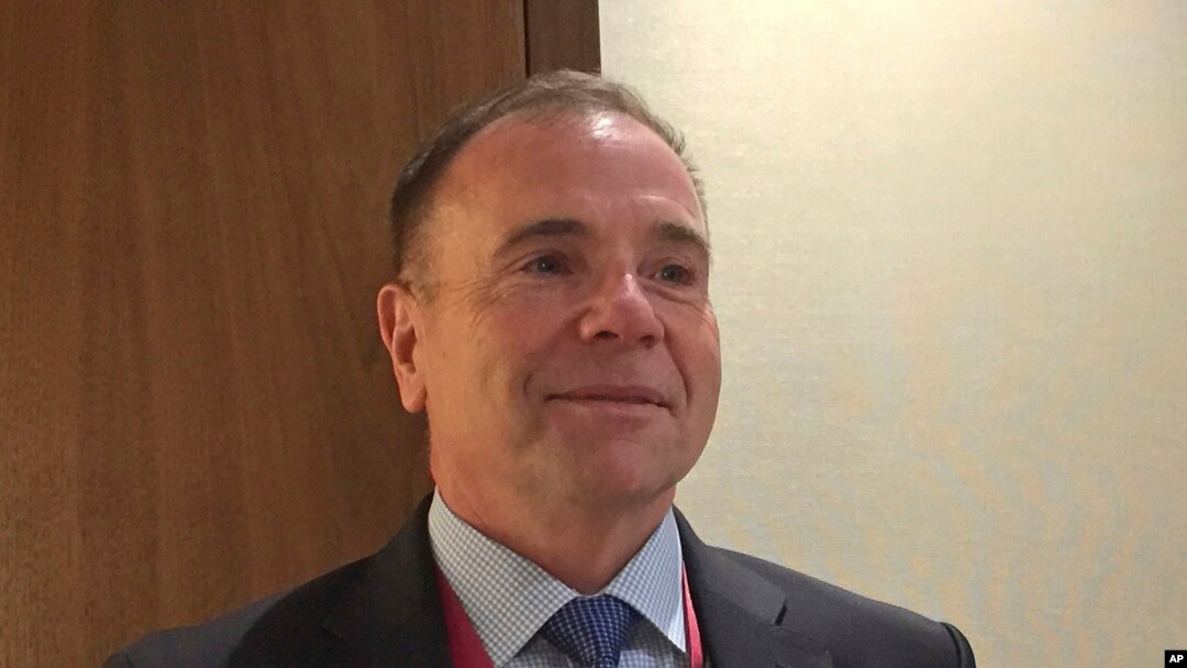 Retired Lt. Gen. Ben Hodges speaks to reporters on the sidelines of the Warsaw Security Forum in Warsaw, Poland, Oct. 24, 2018. 