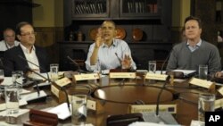 En el encuentro virtual participaron Barack Obama, la Canciller alemana Ángela Merkel, el presidente francés François Hollande y el italiano Mario Monti.