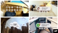 Bức ảnh tổng hợp của Google về chiếc kính thử nghiệm, có thể chỉ hướng đi, tán gẫu, mua hàng, và nhiều công dụng khác mà người sử dụng có thể thực hiện chỉ với một dụng cụ cầm tay