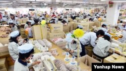 지난해 9월 개성공단 내 SK어패럴에서 근로자들이 제품을 생산하고 있다. (자료사진)