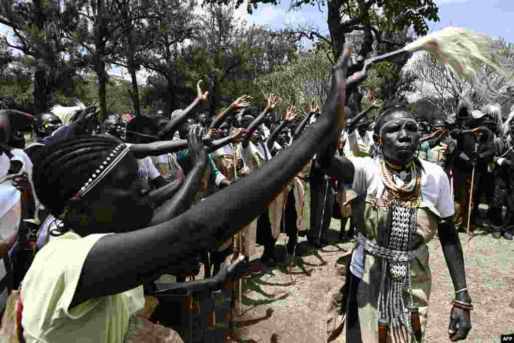Members of Sengwer community living in Embobut forest, Elgeyo Marakwet, gather to march to the office of the President Uhuru Kenyatta to present a petition seeking to stop eviction from the forest they have called their home for centuries.